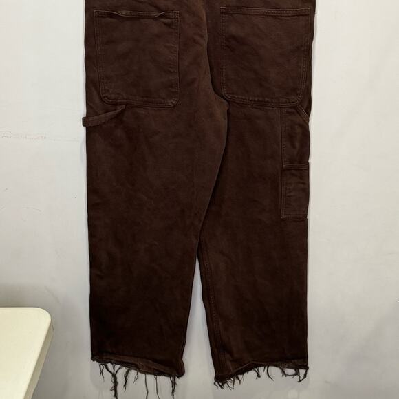 🍁 Zara Blogger Favorite Carpenter Wide Straight Leg Raw Hem Denim Overall Medium - Picture 8 of 15